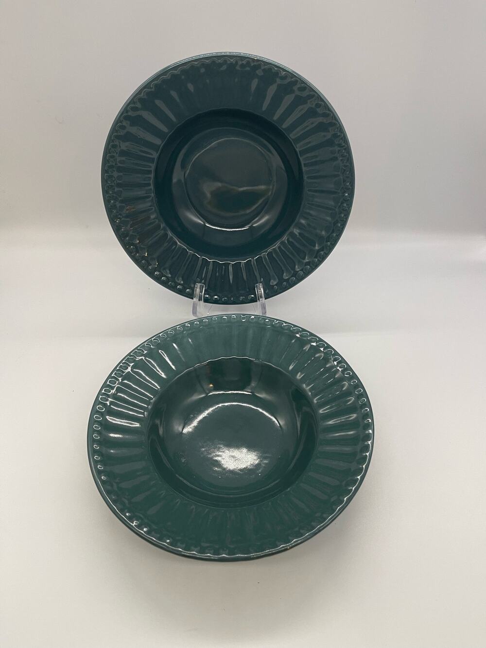 Citrus Grove Teal Blue Set of 2 Soup Bowls 8.5"